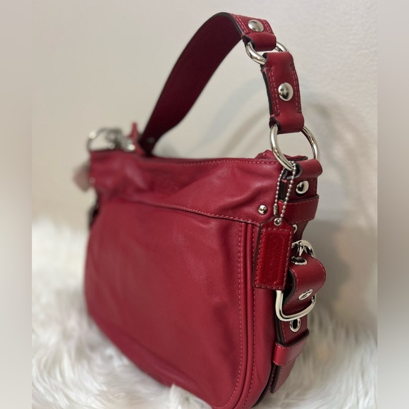 Coach Cherry Red Leather Shoulder Bag #F12071 - Picture 11 of 14